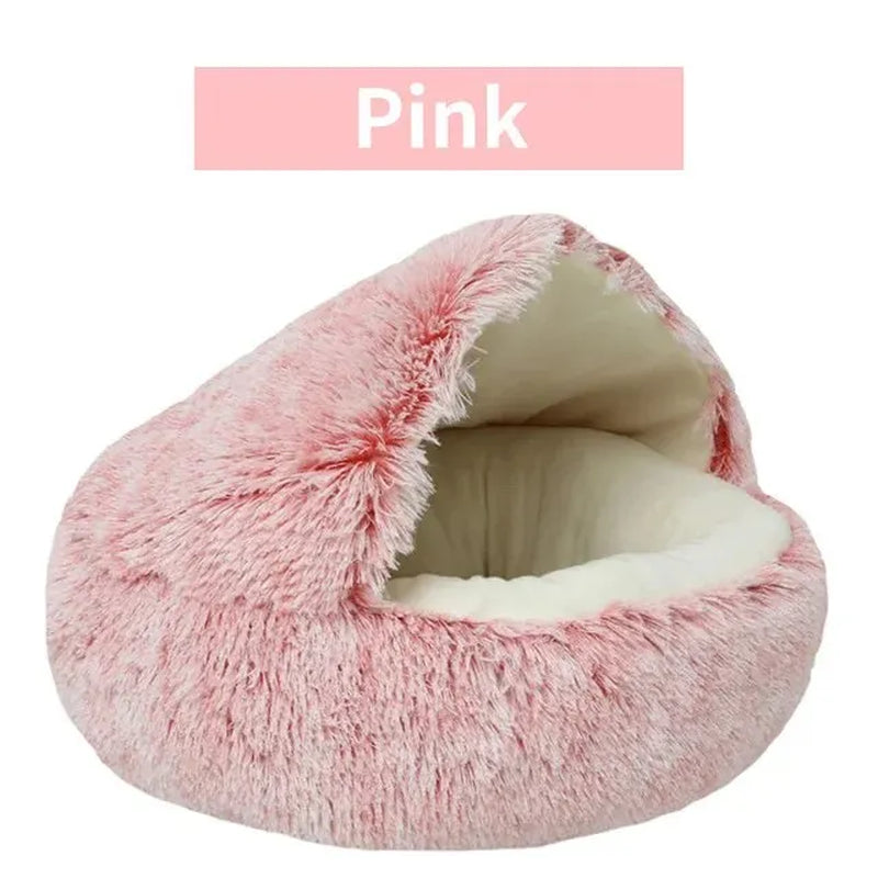 Snuggle Up! 2-in-1 Plush Hooded Pet Bed - Ultra Soft Sleeping Nest for Cats & Small Dogs