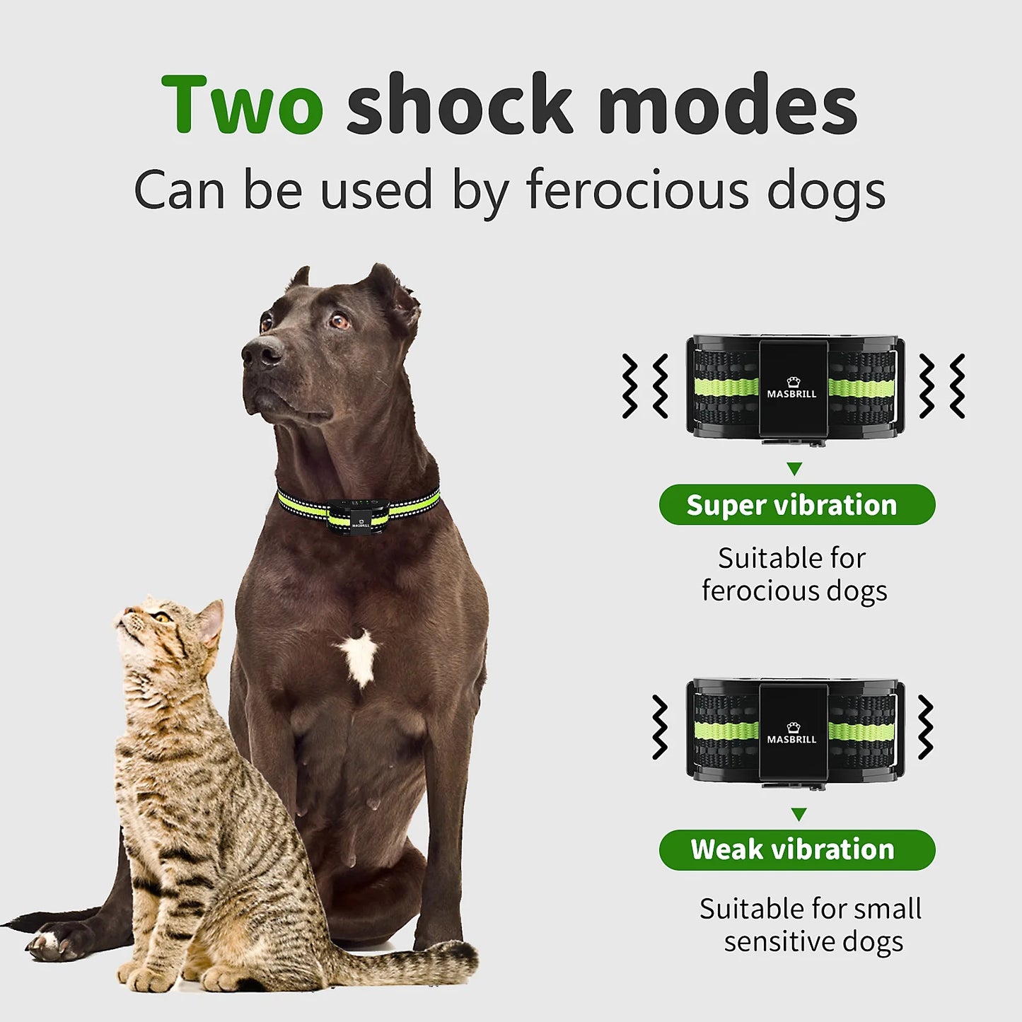 Dog Bark Collar Waterproof No Shock Collar Rechargeable anti Bark Collar, No Bark Collar for Medium Large Dogs,