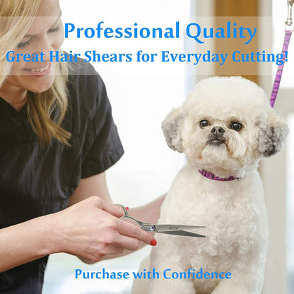 7-Inch Ergonomic Dog Grooming Scissors - Premium Pet Grooming Shears with Offset Handle and Jewelled Screw, Ideal for Cats and Dogs, Comfortable and Sharp, Perfect Holiday Gift