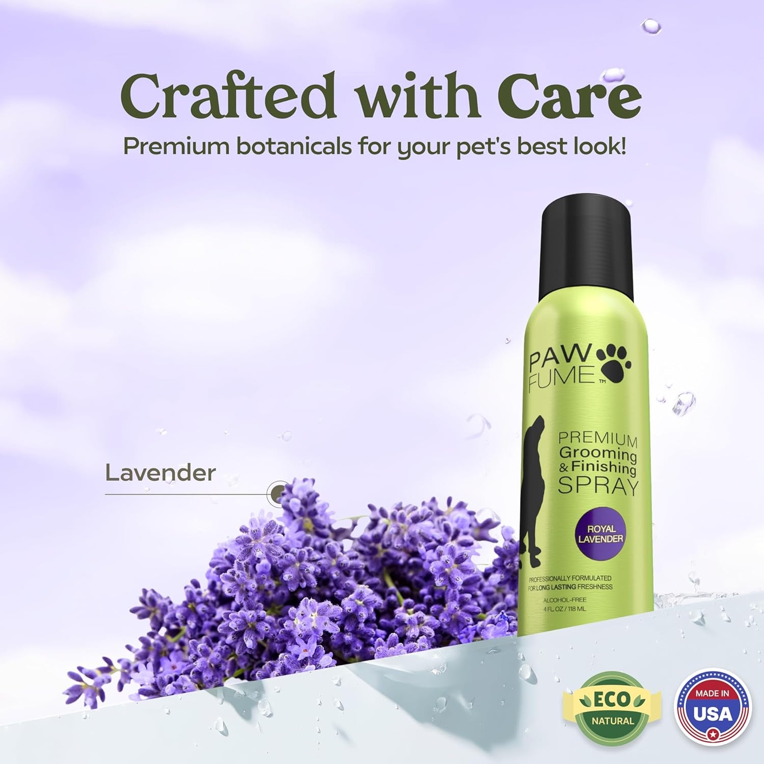 PAWFUME Royal Lavender Dog Detangler Grooming Spray, 1-Pack – Hypoallergenic, Alcohol-Free Formula for Moisturizing and Detangling – Salon-Quality Coat Care for Dogs