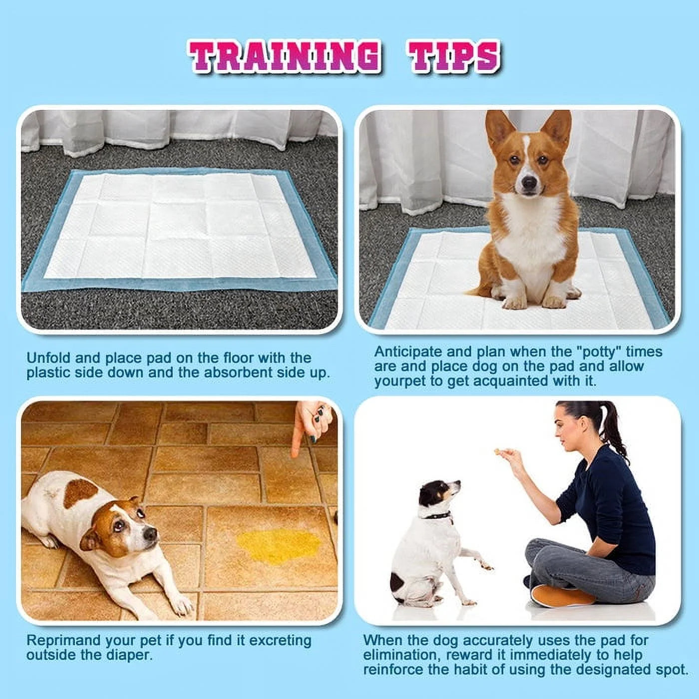 KAPAS 150 Count Small ( S 17" X 24") Super Absorbent Dog and Puppy Training Pads, Pet Diaper Pee Pads for Small-Sized Dogs like Bulldog, Chow Chow, Border, Collie, Husky and so On