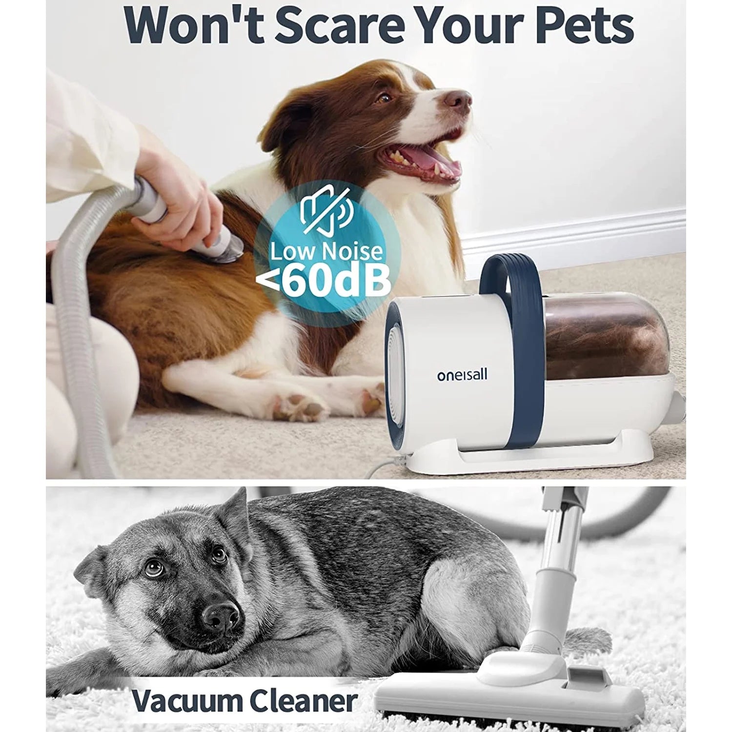 Ultimate 7-in-1 Dog Grooming Kit with Low Noise Vacuum - Effortless Pet Hair Removal & Professional Grooming Tools for Dogs and Cats