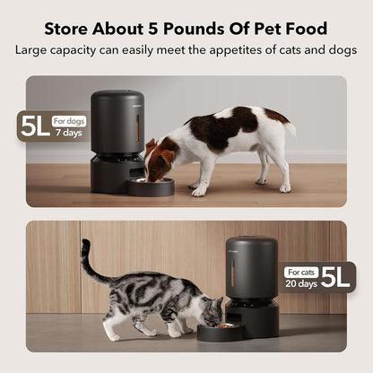Revolutionize Your Pet's Mealtime with the 5L WiFi Automatic Pet Feeder – Freshness Preservation & Low Food Sensor for Up to 10 Meals a Day in Sleek Granary Black