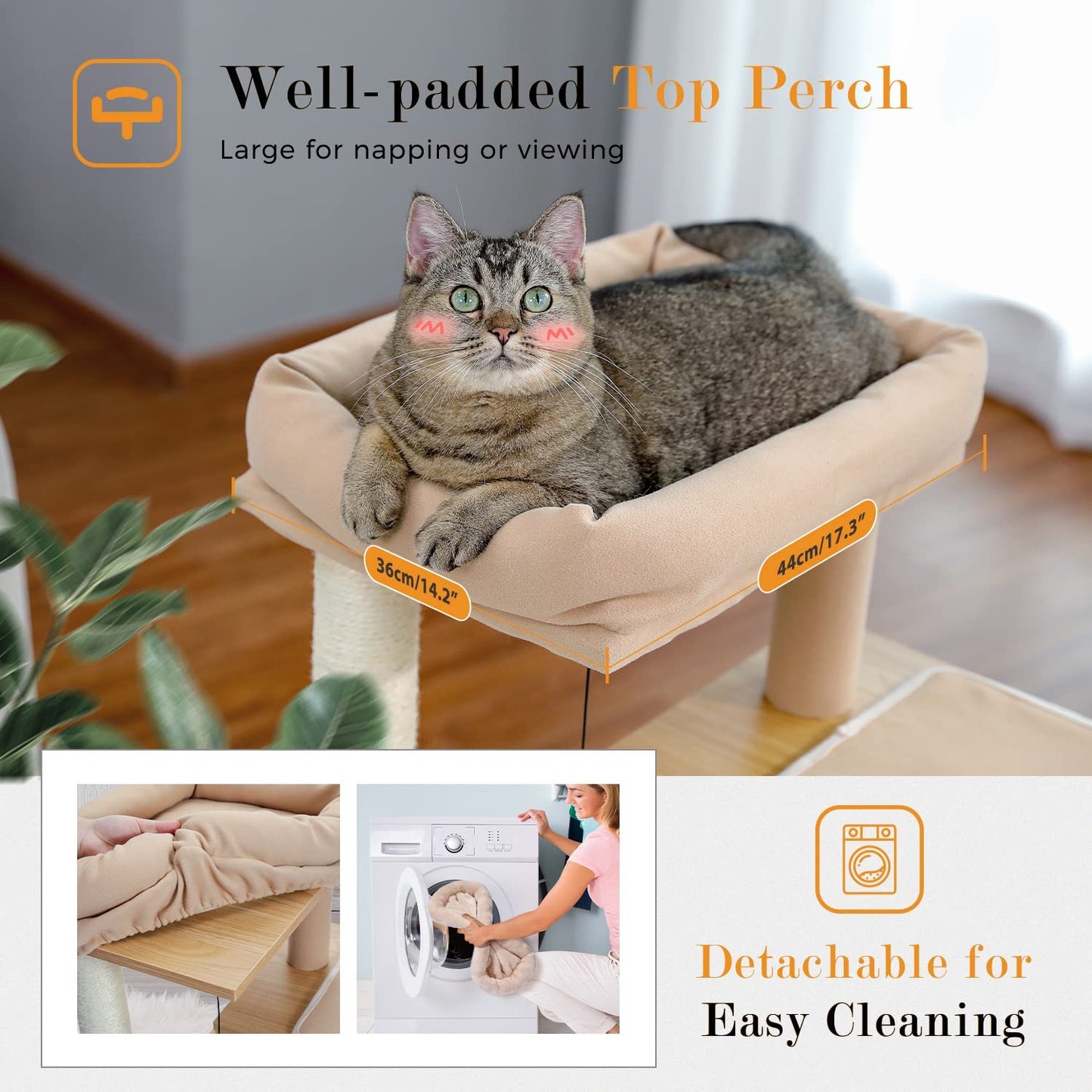 Elegant 35-Inch Walnut Cat Tree with Double Condos, Spacious Perch, and Durable Sisal Scratching Posts