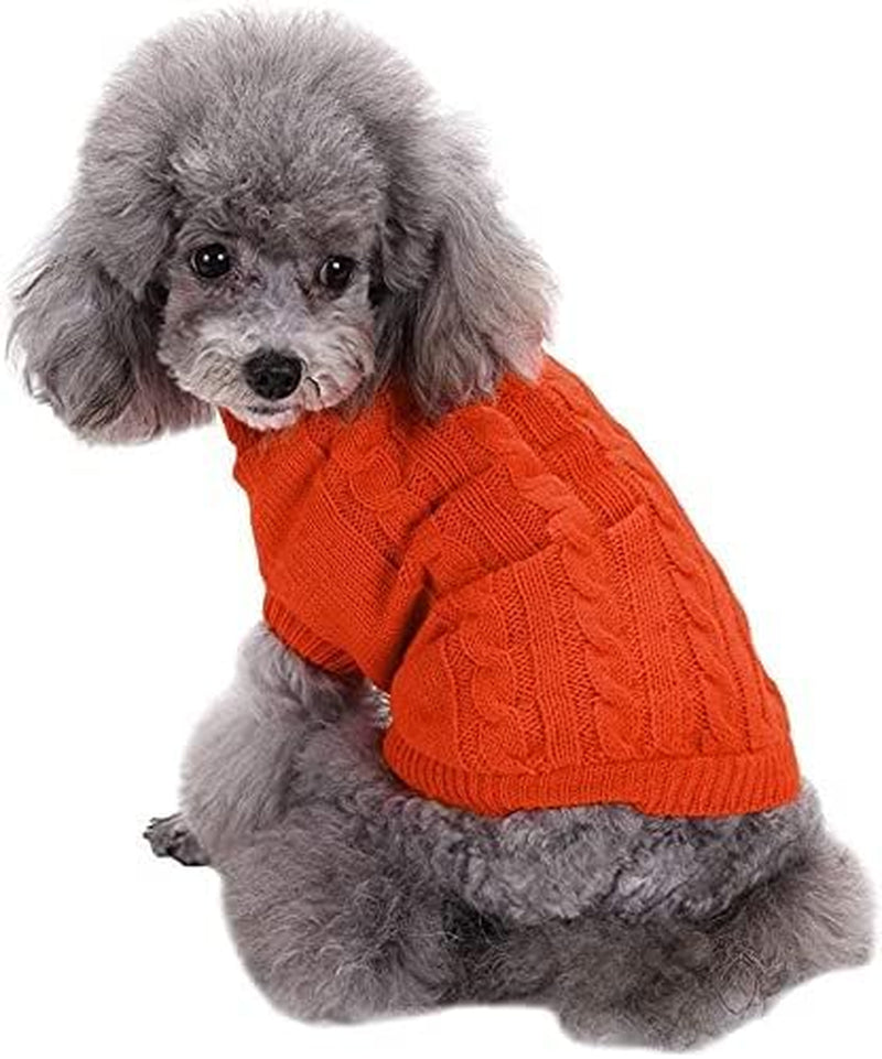 Knitted Small Dog Sweater - Warm Winter Sweatshirt for Pets (XX-Small, Orange)