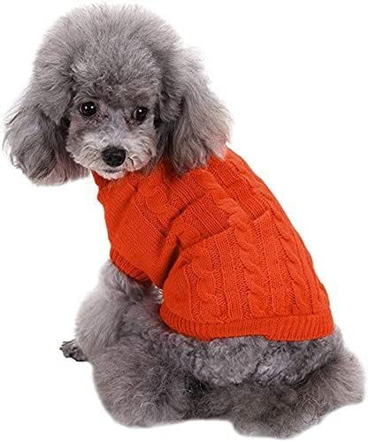Knitted Small Dog Sweater - Warm Winter Sweatshirt for Pets (XX-Small, Orange)