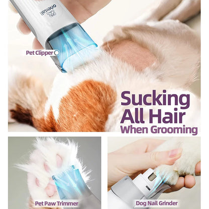 Ultimate 7-in-1 Pet Grooming Vacuum Kit - Low Noise, 1.5L Dust Cup, Professional Tools for Dogs & Cats, Ideal for Shedding & Home Cleaning in Chic Purple