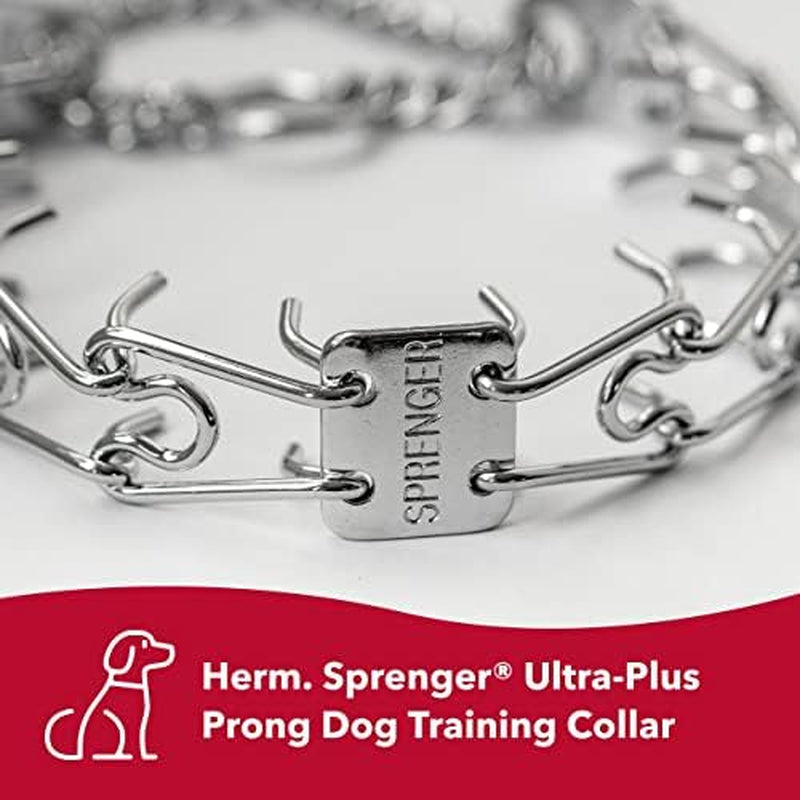 Ultra-Plus Prong Dog Training Collar, 4 Mm X 21" Neck Size, 4 Mm X 25" Chain Length, Steel Chrome Plated Dog Prong Collar, Pinch Collar for Dogs, Dog Correction Collar