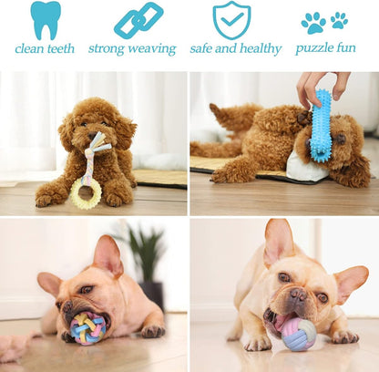 Ultimate Teething Puppy Chew Toys Set for Dental Health & Interactive Fun - Includes Storage Basket!