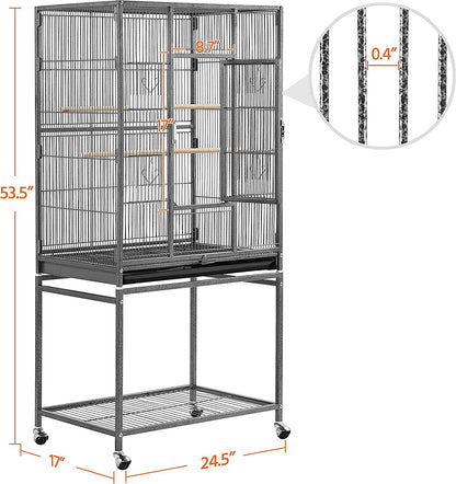 Spacious 54-Inch Wrought Iron Bird Cage for Small Parrots, Parakeets, and Finches - Perfect Home for Your Feathered Friends!