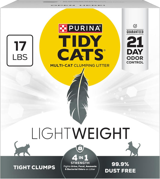 Purina 4-In-1 Lightweight Multi-Cat Clumping Cat Litter - 99.9% Dust Free with Superior Odor Control - 17 lb Box