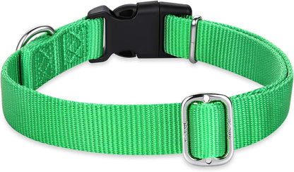 Medium Dog Collar in Lime Green: Heavy-Duty Adjustable Nylon with Quick-Release Buckle