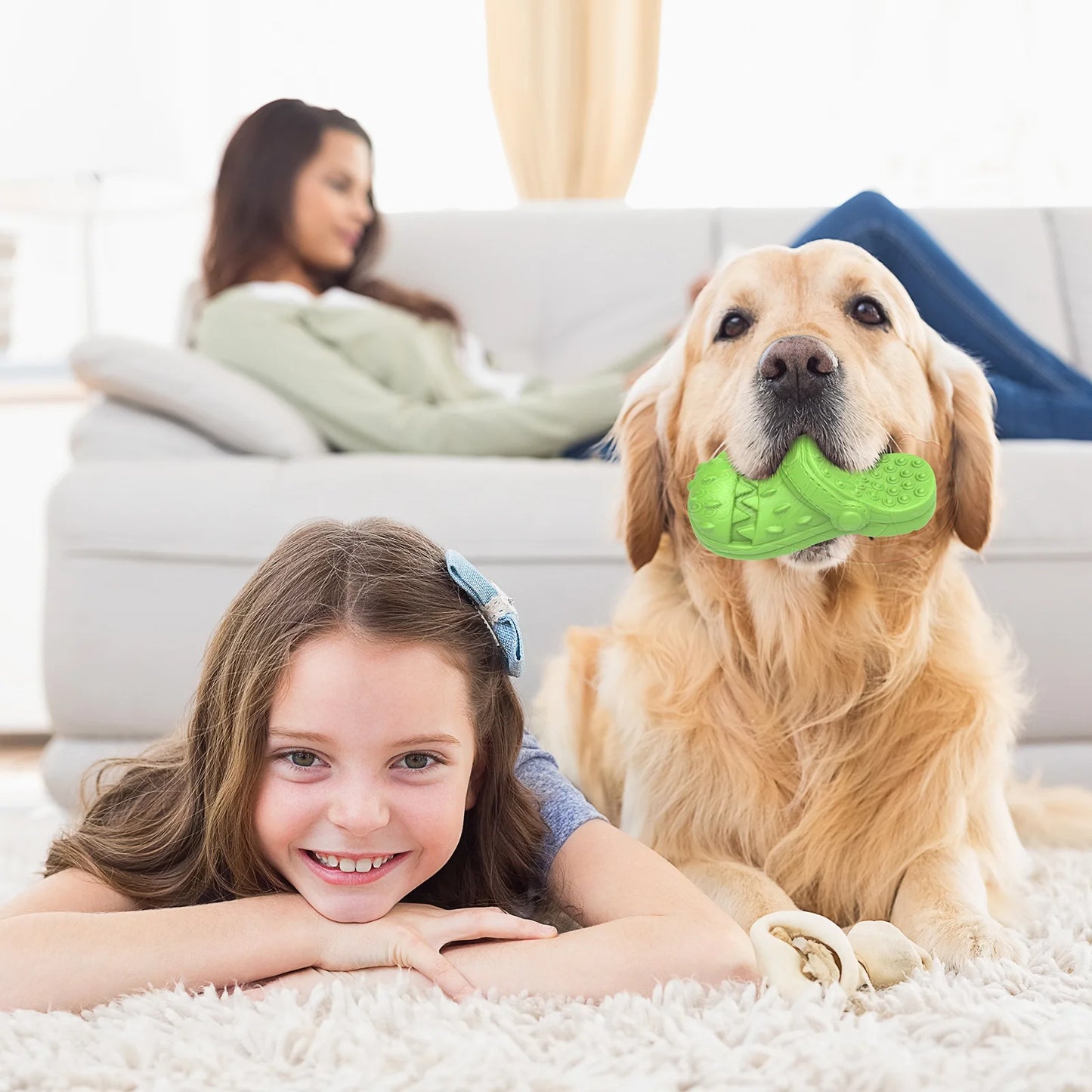 Durable Squeaky Dog Chew Toy in Fun Shoe Shape - Perfect for Aggressive Chewers and Teeth Cleaning