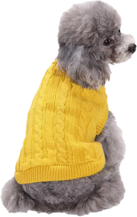 Knitted Winter Sweater for Small Dogs and Cats - X-Small, Yellow