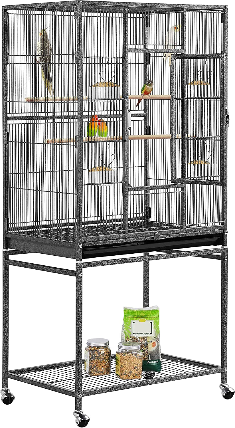 Spacious 54-Inch Wrought Iron Bird Cage for Small Parrots, Parakeets, and Finches - Perfect Home for Your Feathered Friends!