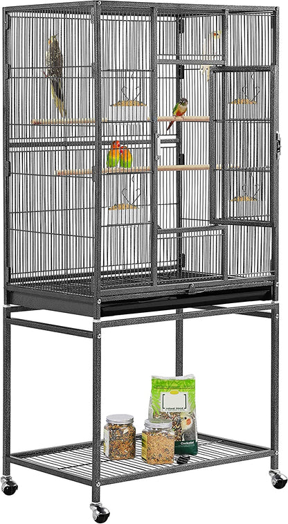 Spacious 54-Inch Wrought Iron Bird Cage for Small Parrots, Parakeets, and Finches - Perfect Home for Your Feathered Friends!
