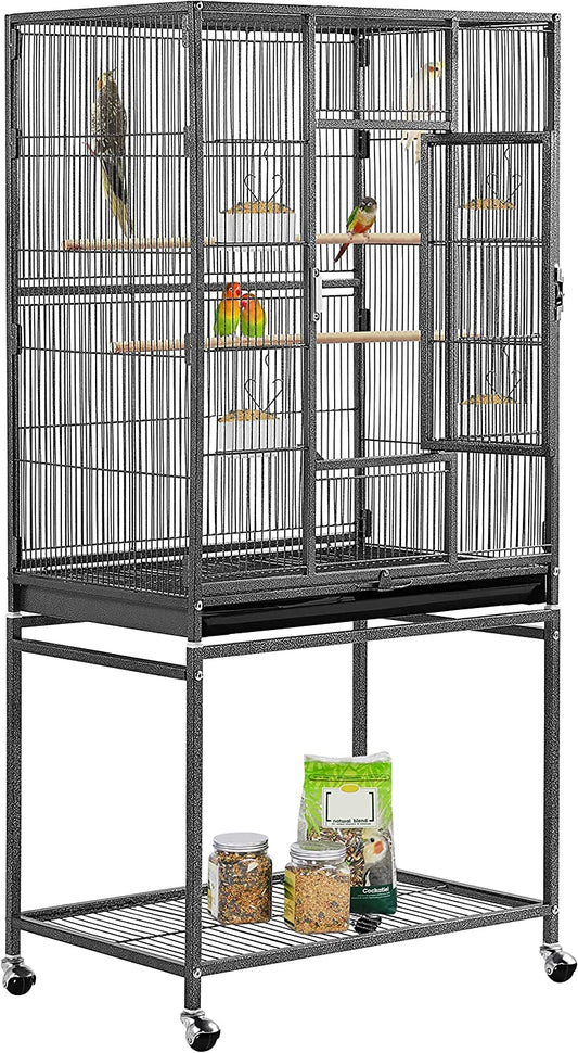 Spacious 54-Inch Wrought Iron Bird Cage for Small Parrots, Parakeets, and Finches - Perfect Home for Your Feathered Friends!