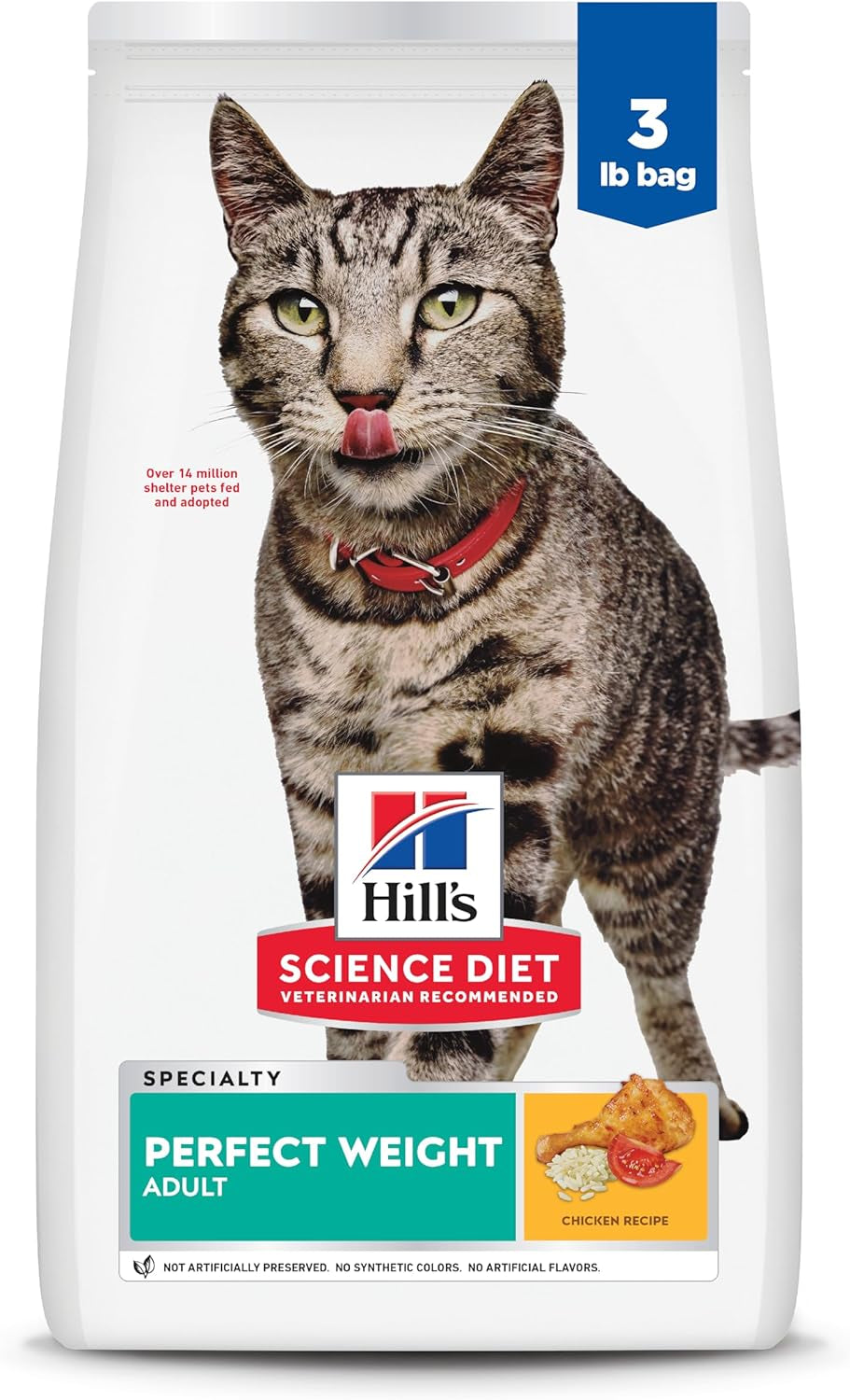 Perfect Weight, Adult 1-6, Weight Management Support, Dry Cat Food, Chicken Recipe, 3 Lb Bag