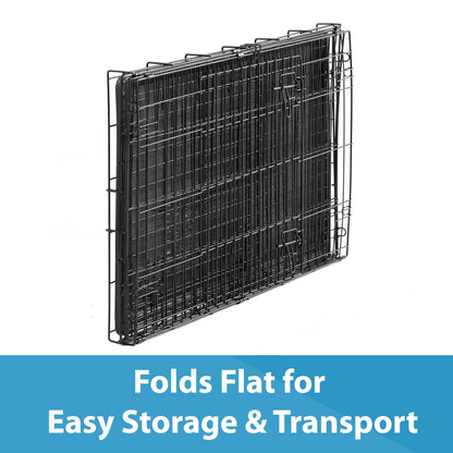 Premium Foldable 48" Dog Wire Crate with Divider & Leak-Proof Tray - Perfect for Training & Travel
