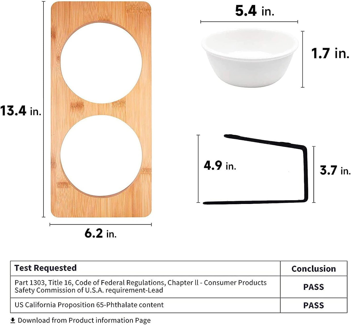 Elevated Tilted Ceramic Cat Bowls with Bamboo Stand - Perfect Feeder Set for Cats and Small Dogs