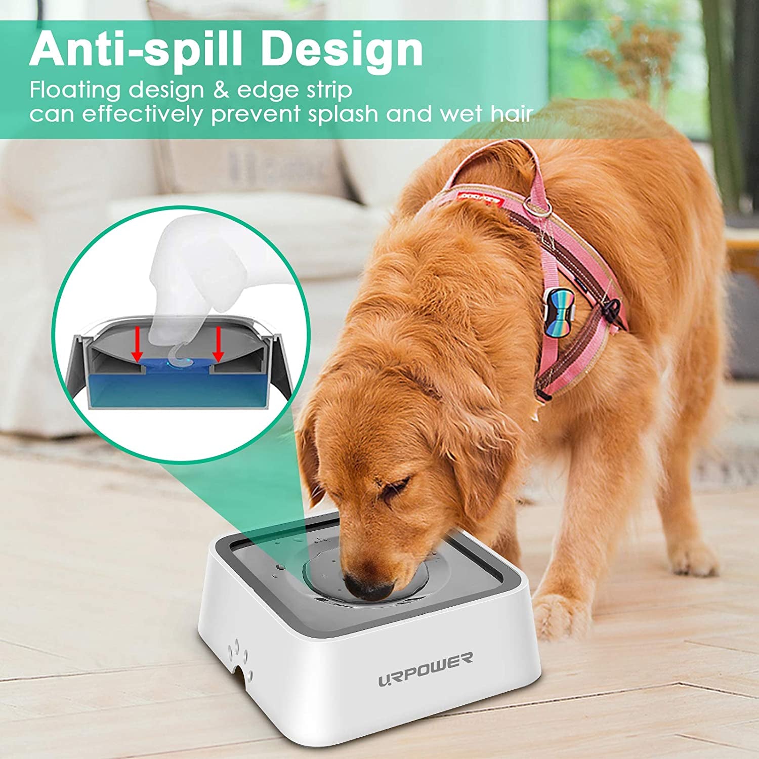 2.5L No-Spill Dog Water Bowl - Large Capacity Splash-Proof Pet Dispenser for Messy Drinkers, Perfect for Travel with Dogs and Cats