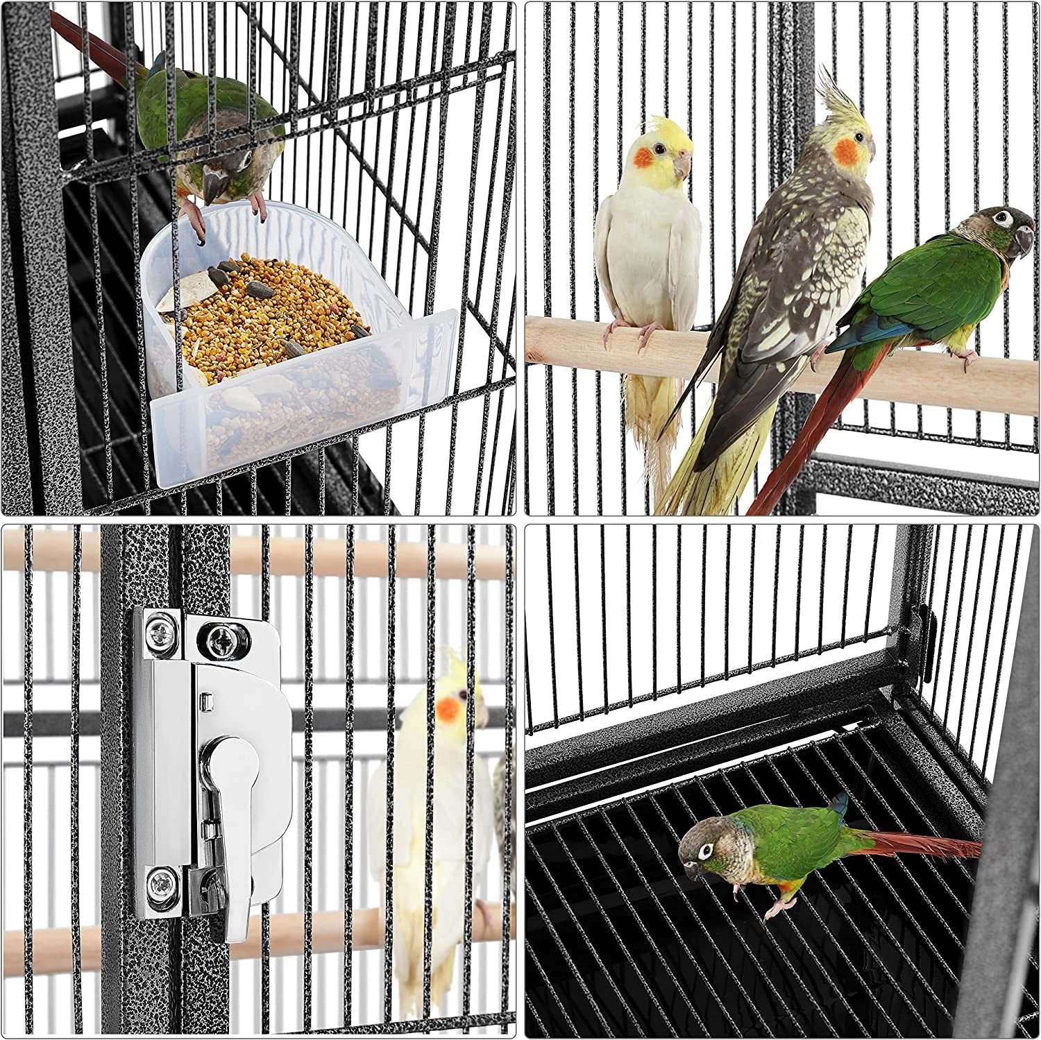 Spacious 54-Inch Wrought Iron Bird Cage for Small Parrots, Parakeets, and Finches - Perfect Home for Your Feathered Friends!