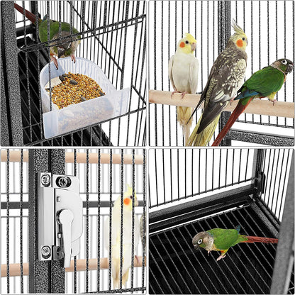 Spacious 54-Inch Wrought Iron Bird Cage for Small Parrots, Parakeets, and Finches - Perfect Home for Your Feathered Friends!