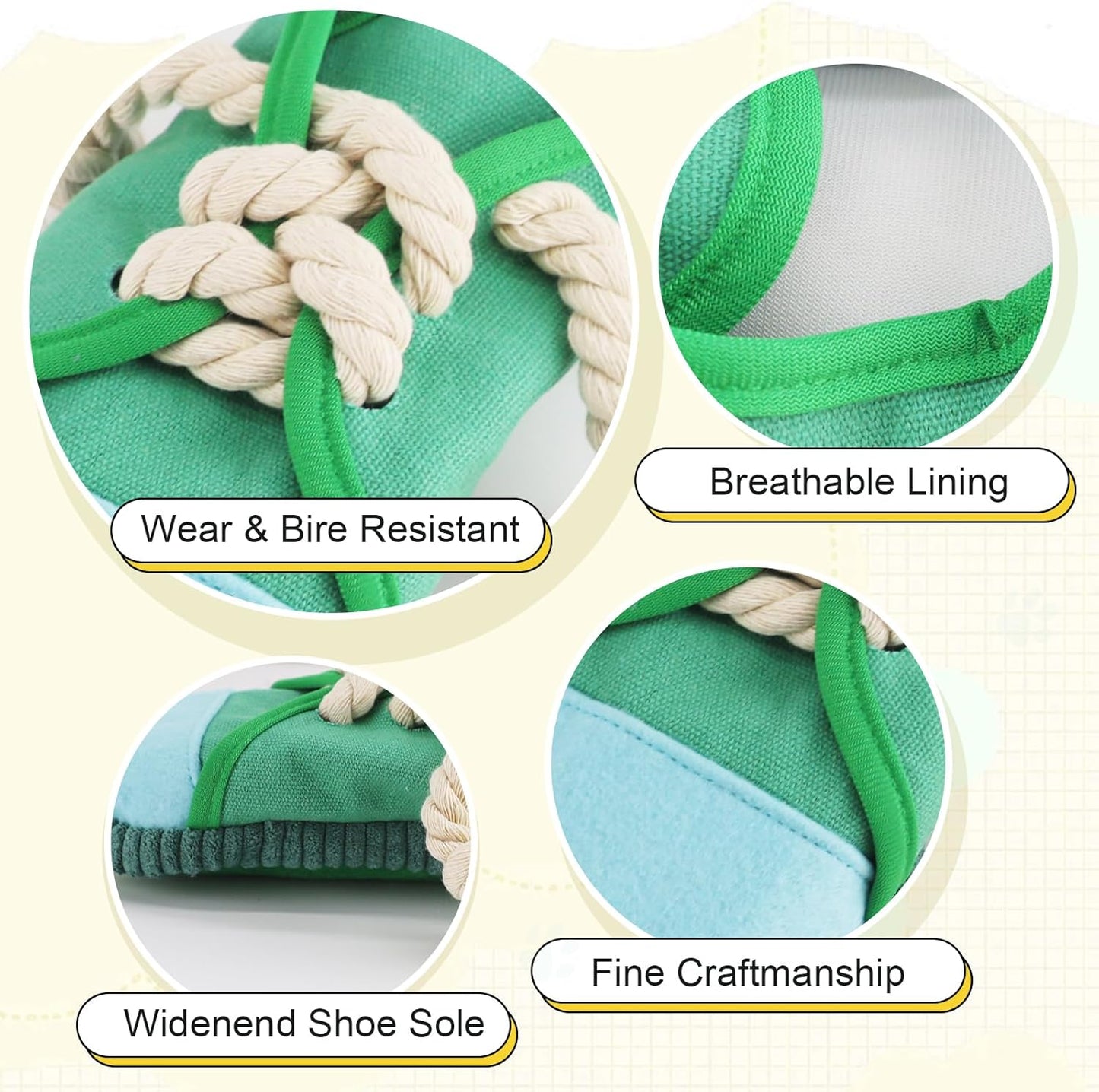 Interactive Squeaky Teething Shoe Dog Chew Toy - Durable & Machine Washable for Small to Medium Breeds (Green)