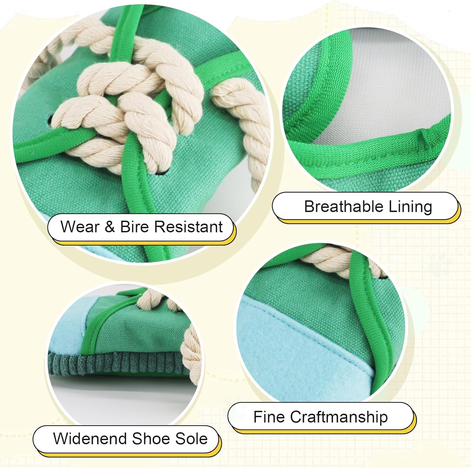Interactive Squeaky Teething Shoe Dog Chew Toy - Durable & Machine Washable for Small to Medium Breeds (Green)