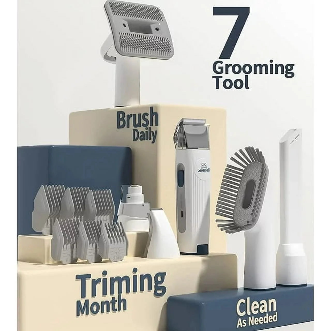 Ultimate 7-in-1 Dog Grooming Kit with Low Noise Vacuum - Effortless Pet Hair Removal & Professional Grooming Tools for Dogs and Cats