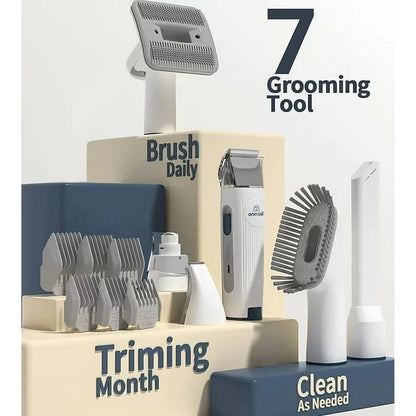Ultimate 7-in-1 Dog Grooming Kit with Low Noise Vacuum - Effortless Pet Hair Removal & Professional Grooming Tools for Dogs and Cats