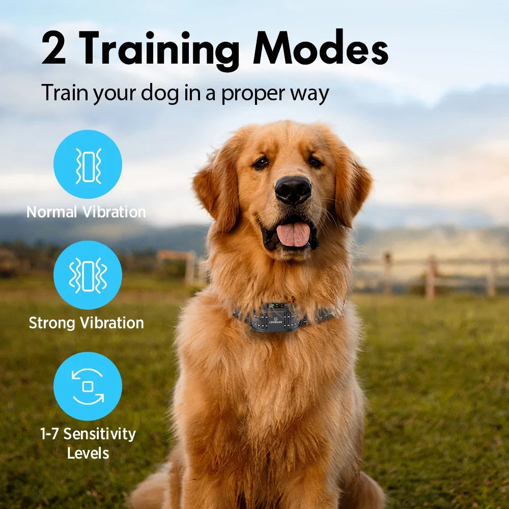 Dog Bark Collar, Rechargeable No Shock anti Bark Collar, Waterproof No Bark Collar for Medium Large Dogs -Black