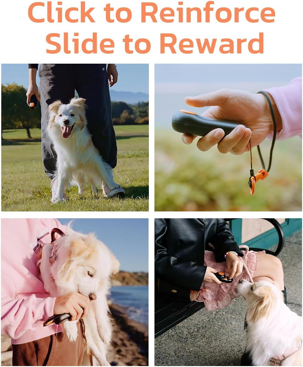 Clicker Dog Trainer & Dog Treat Pouch Alternative, Dog Treat Dispenser, Puppy Essentials Dual Use 2 in 1 Dog Clicker for Training - Durable, Light (2.36 Oz), Easy to Clean & Handle, Black