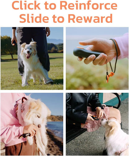 Clicker Dog Trainer & Dog Treat Pouch Alternative, Dog Treat Dispenser, Puppy Essentials Dual Use 2 in 1 Dog Clicker for Training - Durable, Light (2.36 Oz), Easy to Clean & Handle, Black
