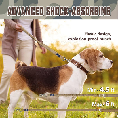 Heavy-Duty Bungee Dog Leash for Medium to Large Breeds, Shock Absorbing No-Pull Design with Car Seat Belt, Dual Padded Handles, Available in 4.5FT and 6FT Lengths