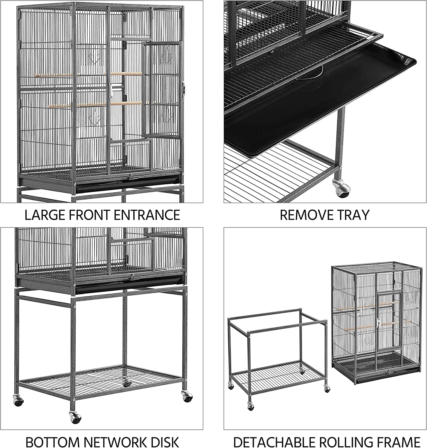 Spacious 54-Inch Wrought Iron Bird Cage for Small Parrots, Parakeets, and Finches - Perfect Home for Your Feathered Friends!