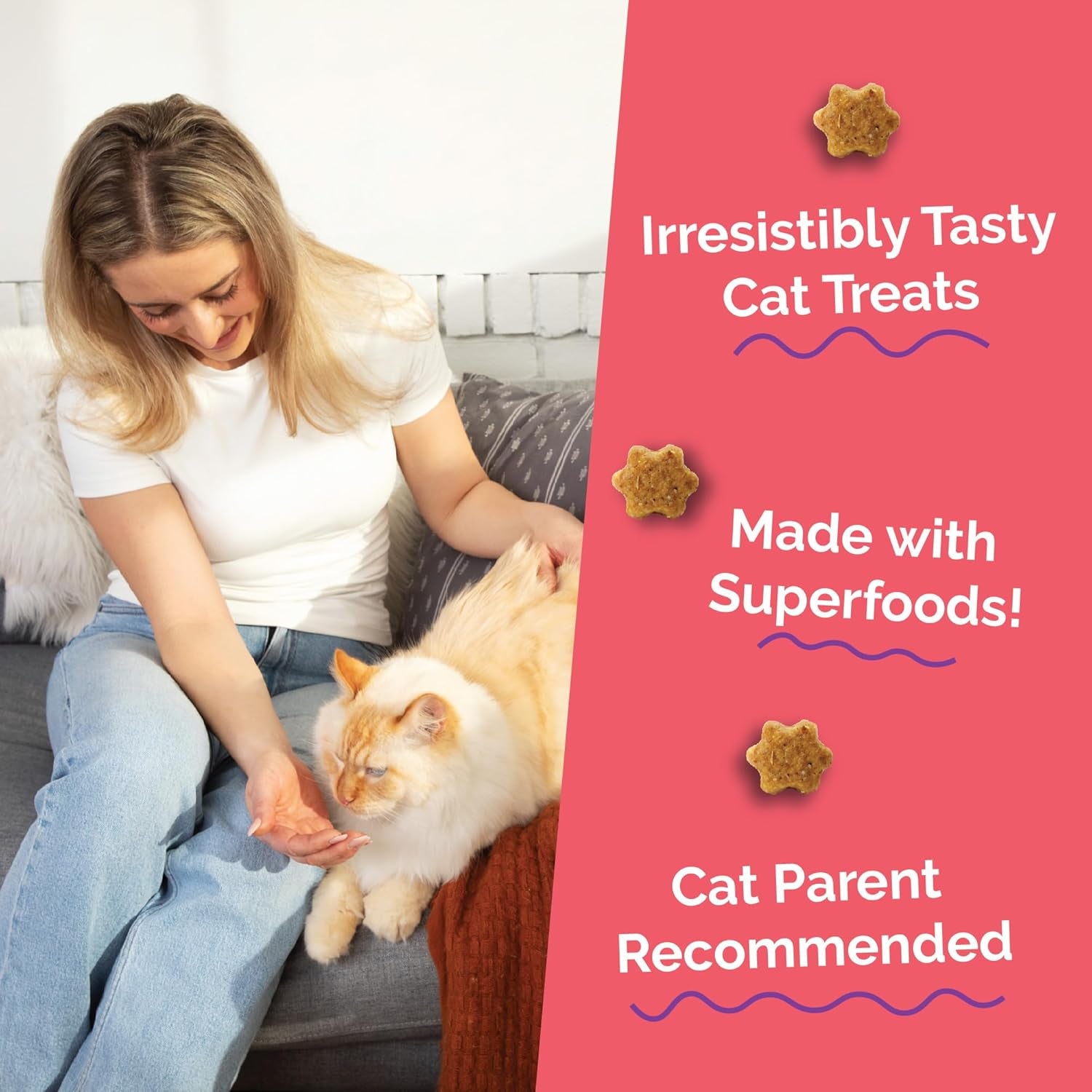 Deliciously Healthy Cat Treats - Low Calorie, Protein-Packed Crunchy Biscuits with Real Salmon & Cranberry - 2.5 Oz, Grain-Free Formula!