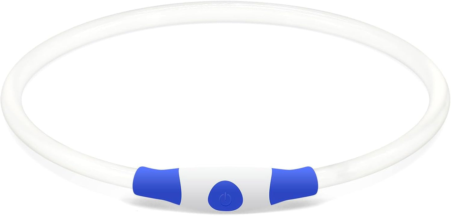 USB Rechargeable LED Dog Collar - Illuminated Safety Necklace for Small, Medium, and Large Dogs (Blue)