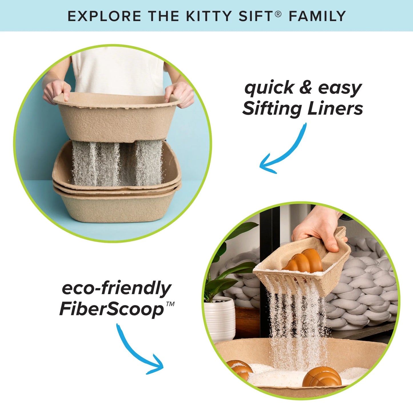 Eco-Friendly Large Cat Litter Box Sifter with Scoop - 6 Pack for Effortless Cleanup!