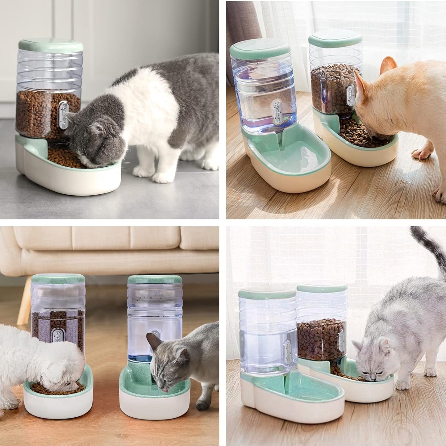 Automatic Pet Feeder and Water Dispenser Set - Perfect for Small to Medium Dogs and Cats with 1 Gallon Capacity Each
