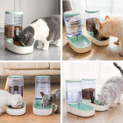 Automatic Pet Feeder and Water Dispenser Set - Perfect for Small to Medium Dogs and Cats with 1 Gallon Capacity Each
