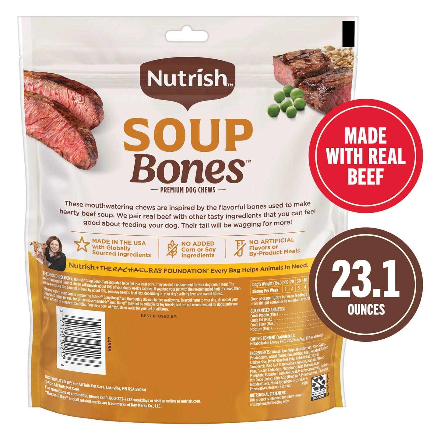 Rachael Ray Premium Soup Bones Dog Chews with Real Beef & Barley - 11 Delicious Treats!