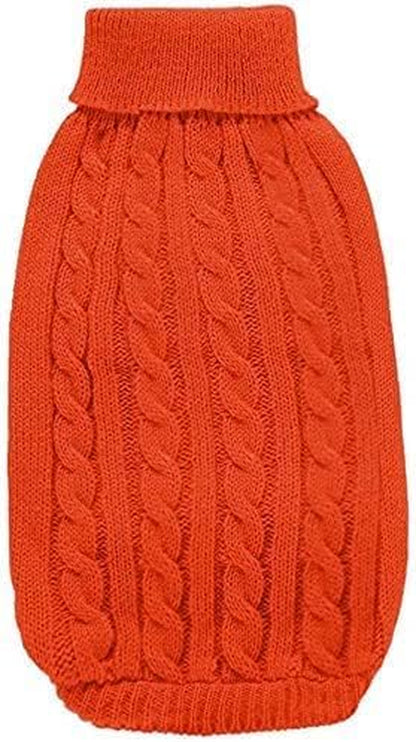 Knitted Small Dog Sweater - Warm Winter Sweatshirt for Pets (XX-Small, Orange)