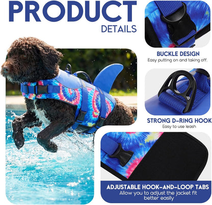 Ultimate Dog Life Jacket - Premium Safety Vest for Swimming and Boating, Stylish Shark Design for All Breeds (Blue Bandhnu, XL)