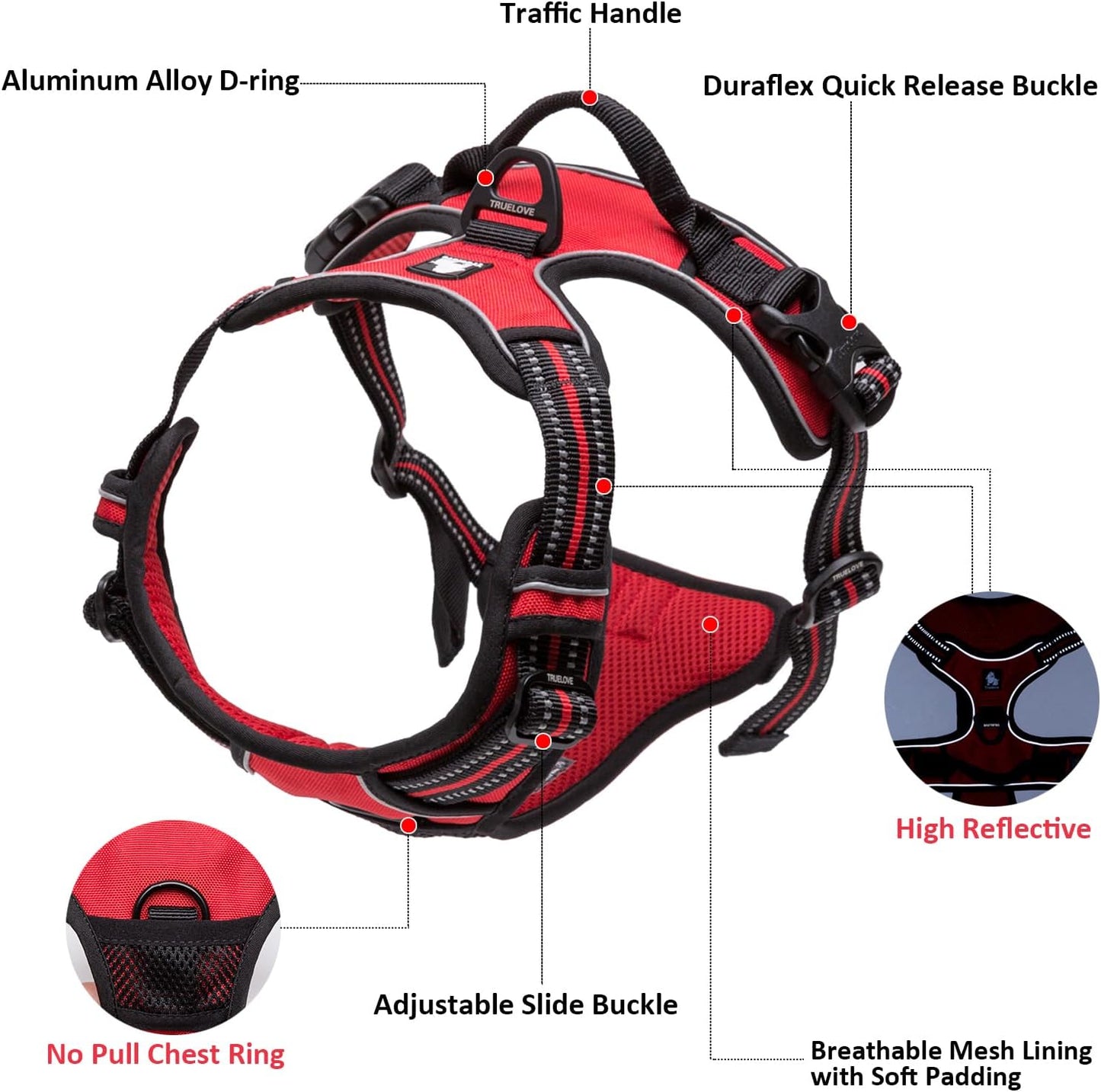 Ultimate Adjustable No-Pull Reflective Dog Harness - Comfortable Control Vest in Royal Blue (Large)