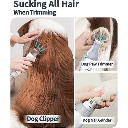 Ultimate 7-in-1 Dog Grooming Kit with Low Noise Vacuum - Effortless Pet Hair Removal & Professional Grooming Tools for Dogs and Cats