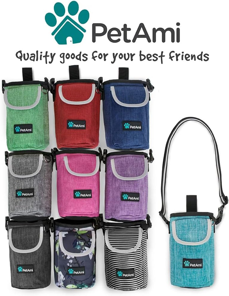 Dog Treat Pouch, Large Dog Training Treat Bag with Adjustable Waist Belt, Built-In Poop Bag Dispenser & Multiple Storage Pockets, Hands-Free Dog Walking & Training Accessory (Floral Grey)