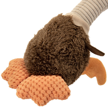 Tough 'N Fun Long Neck Rowdy Rooster Squeaky Chew Guard Dog Toy, Brown Large
