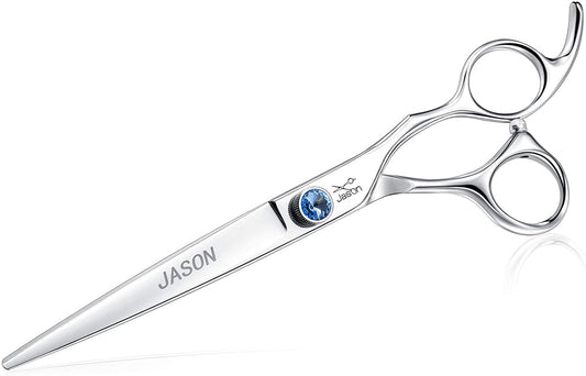 7-Inch Ergonomic Dog Grooming Scissors - Premium Pet Grooming Shears with Offset Handle and Jewelled Screw, Ideal for Cats and Dogs, Comfortable and Sharp, Perfect Holiday Gift