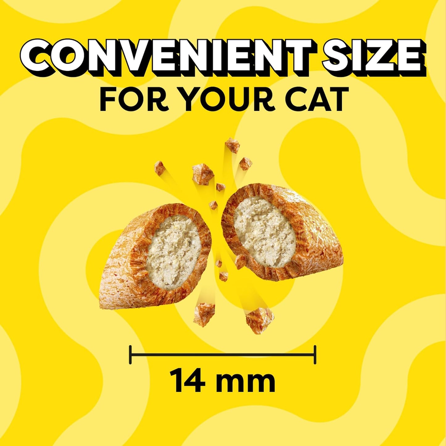 Indulge Your Cat with Jumbo Stuffed Chicken Flavor Treats - Crunchy Outside, Soft Inside, 2.5 oz Pouch (Pack of 12)